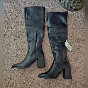 🖤 Scoop Stove Pipe OTK Black Knee-High Women's Boots